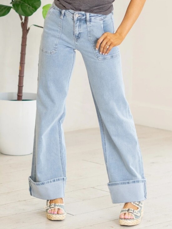 Lovervet Denim - NWT Lovervet By Vervet Stellar High Rise Cuffed Carpenter Jeans Size 30/11